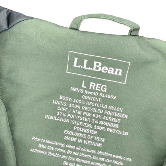 LLBean Green Insulated 3 Season Bomber Hooded Jacket. - Picture 6 of 8